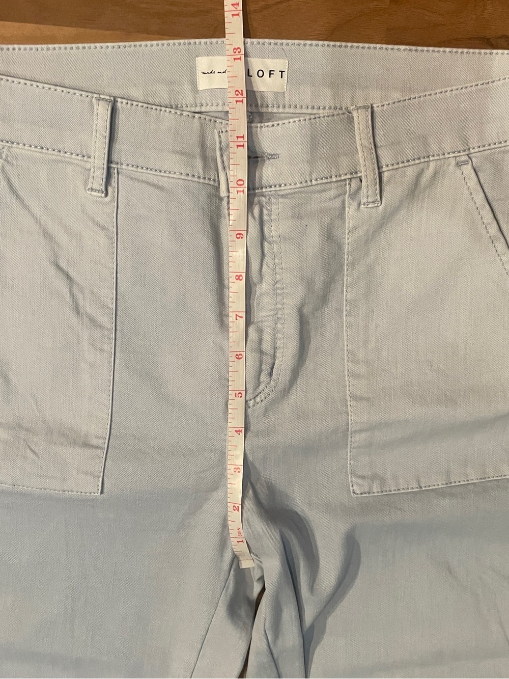 LOFT Skinny Crop Utility Pocket Jeans Size 8 Light Blue Denim Raw Hem - Picture 10 of 16